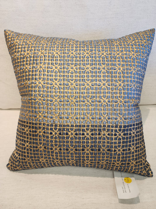 Blue Embroidered Pillow 20"