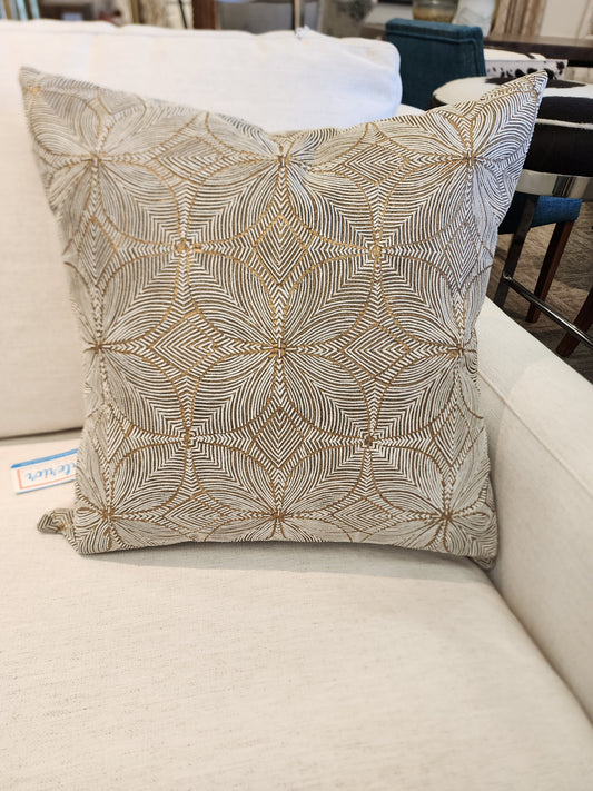 White Gold Embroidered Pillow 20"