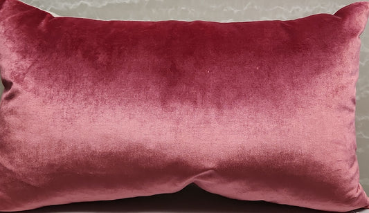 Old rose velvet lumbar pillow